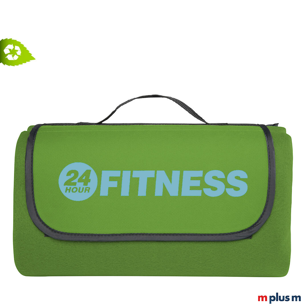 Recycling Picknickdecke in Grün als Werbeartikel mit Logo bedrucken