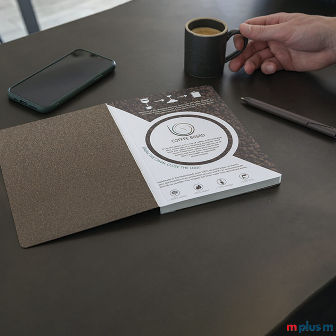 Notizbuch mit Logo Motiv bedrucken als nachhaltiges Werbegeschenk perfekt für Weihnachten