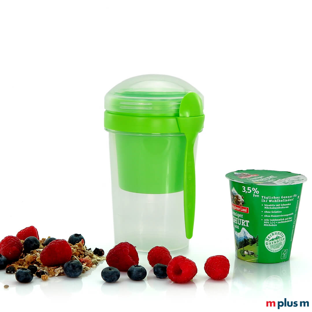 Müslibecher aus Deutschland als Werbegeschenk spülmaschinenfest bedrucken