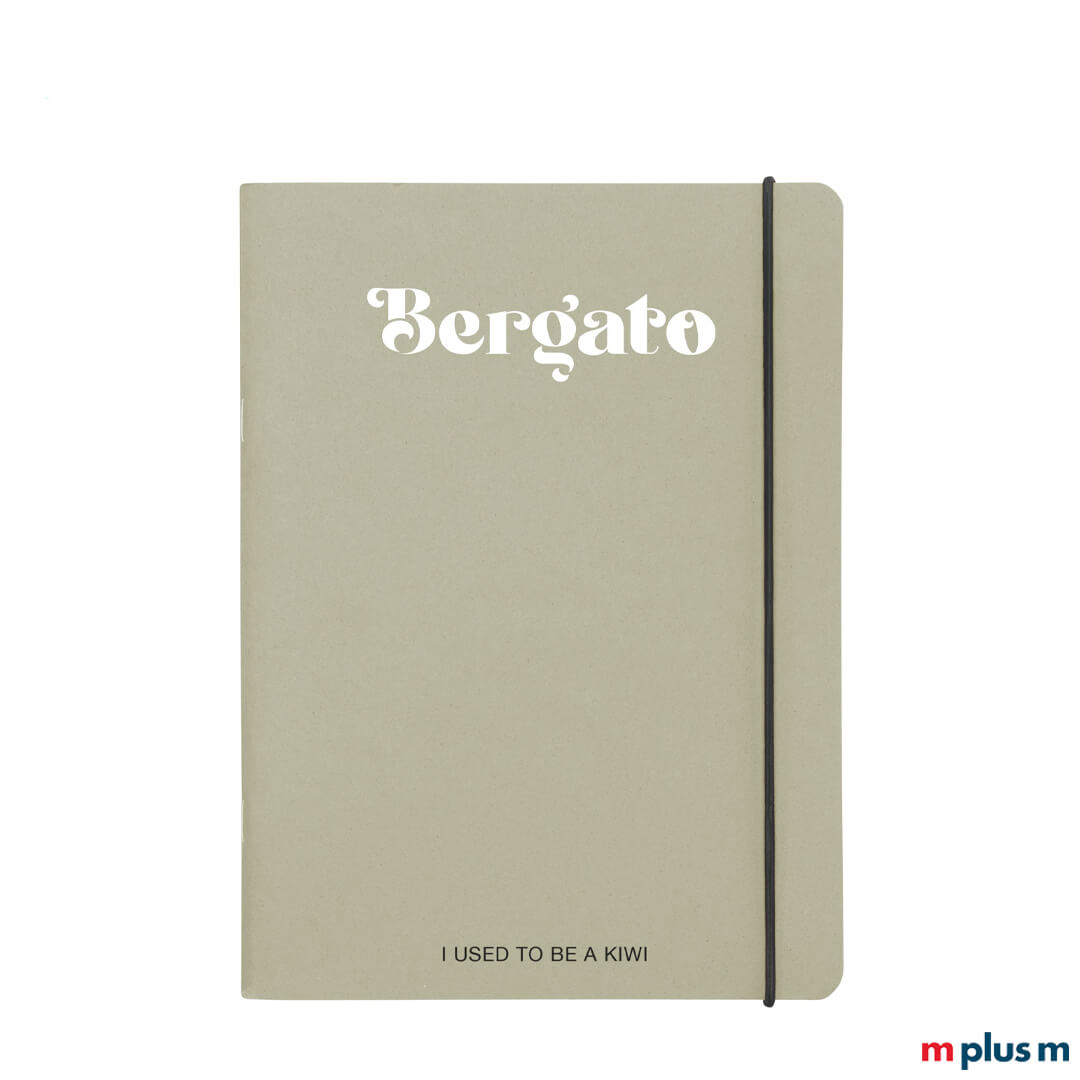 Kiwi Notizbuch nachhaltig bedruckt mit Logo mit Gummiband