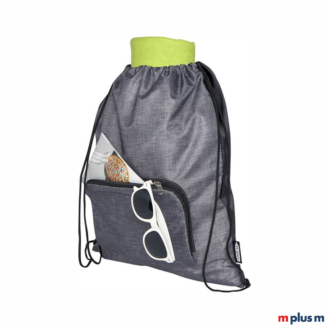 Viel Platz im Recycling Sportbeutel Rucksack RUN