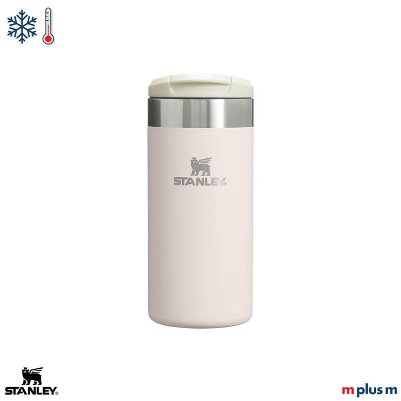 Stanley Aerolight Transit Becher 350 ml rosa, doppelwandig vakuumisoliert und spülmaschinenfest, nachhaltiger Werbebecher mit Logo Druck personalisieren