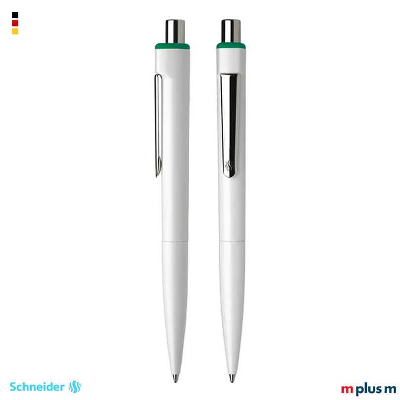 Schneider Kugelschreiber K1 in weiß/grün Logo bedrucken