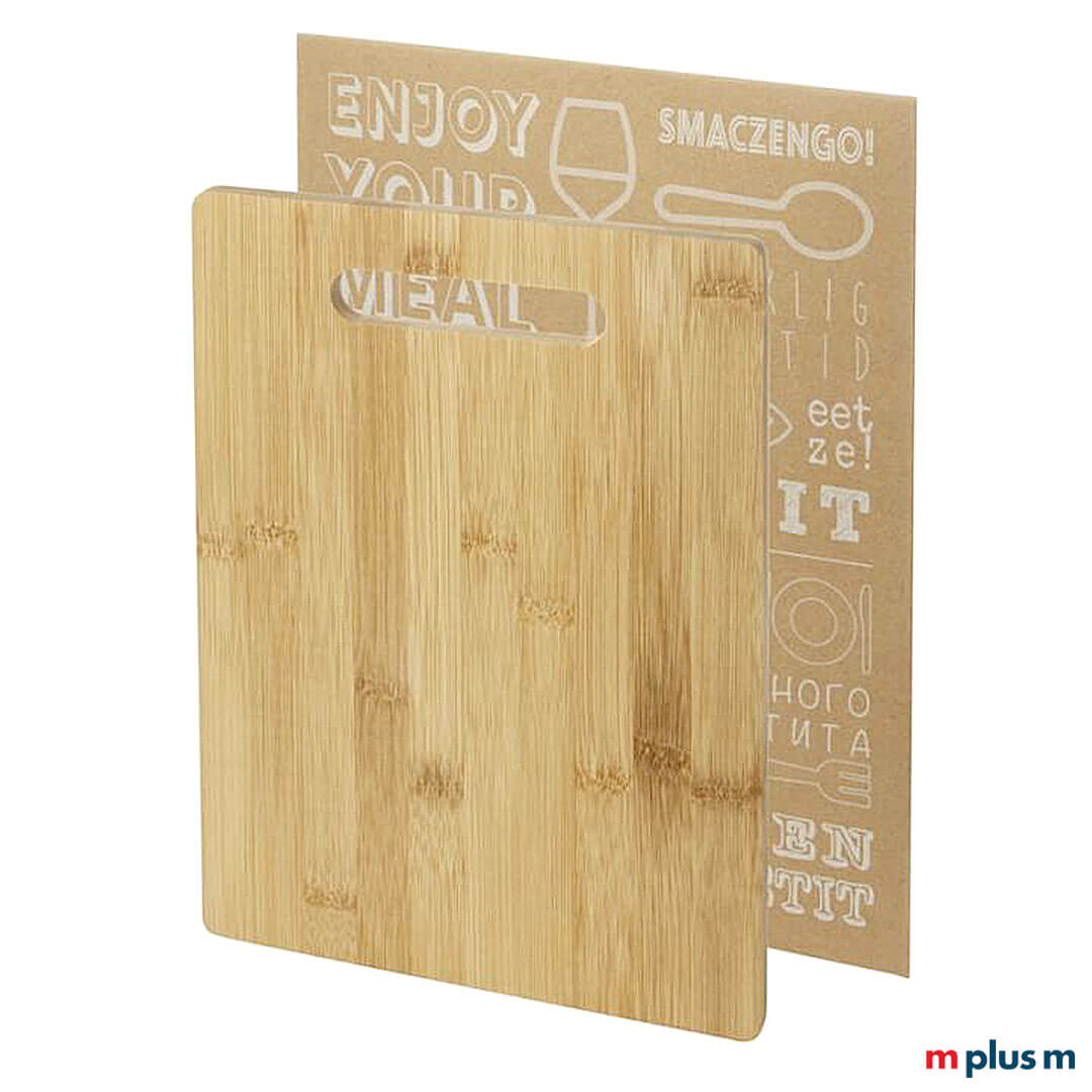 Schneidebrett aus nachhaltigem Bambusholz als Werbeartikel mit Logo-Druck