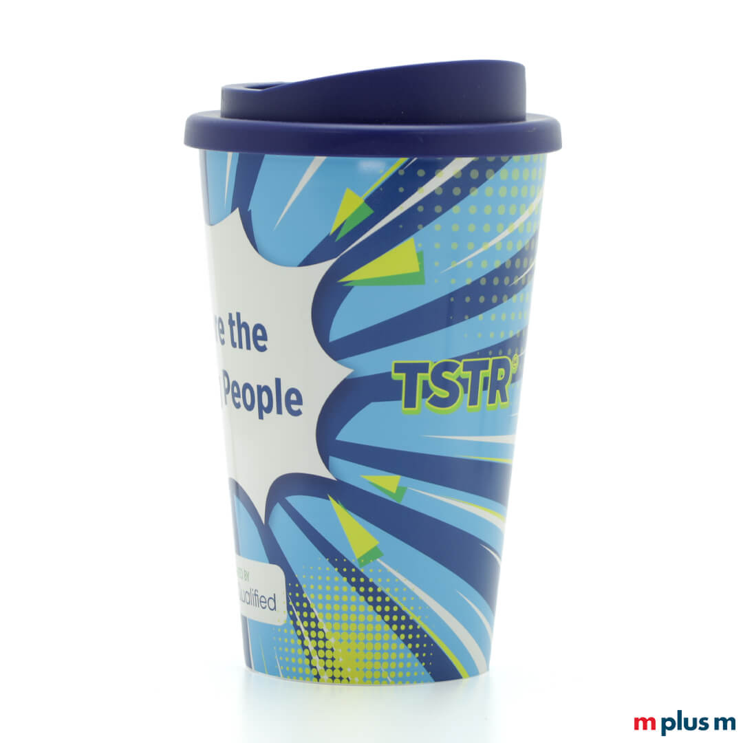 Allover Coffee Shop Thermobecher (350 ml) mit vollflächigem Druck bis zum Rand, spülmaschinengeeignet und recycelbar mit Logo bedrucken