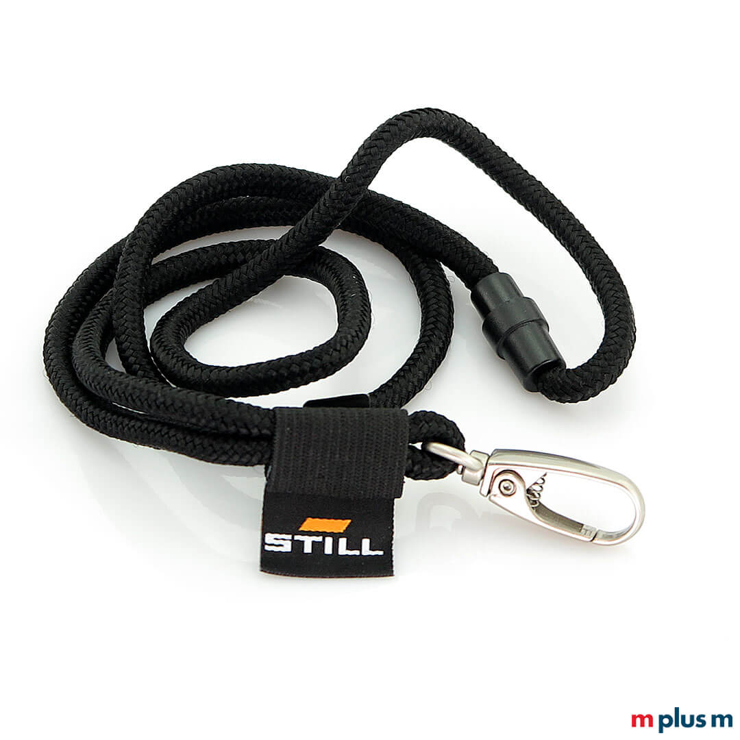 Schwarzes Paracord Bändel Lanyard mit Sicherheitsverschluß und gewebtem Logo Etikett