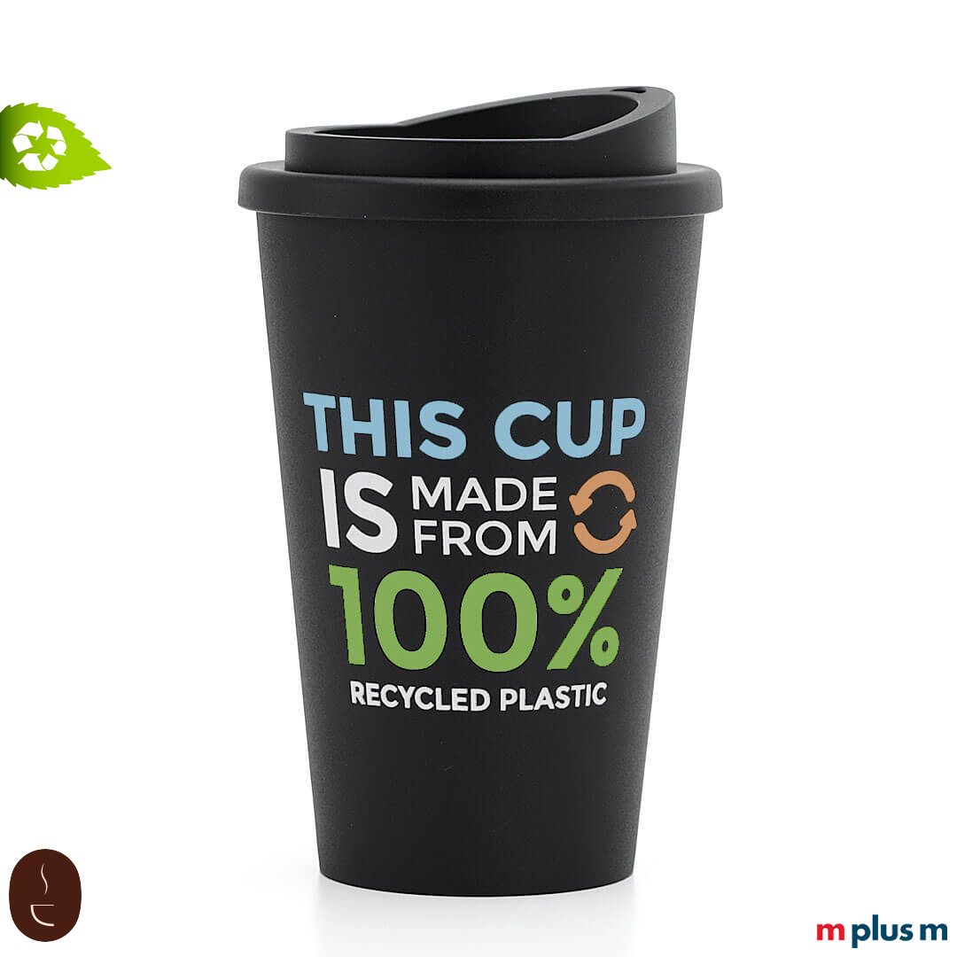 Nachhaltiger Coffee To Go Isolierbecher aus 100% Recycling Material mit 4c Logo bedrucken