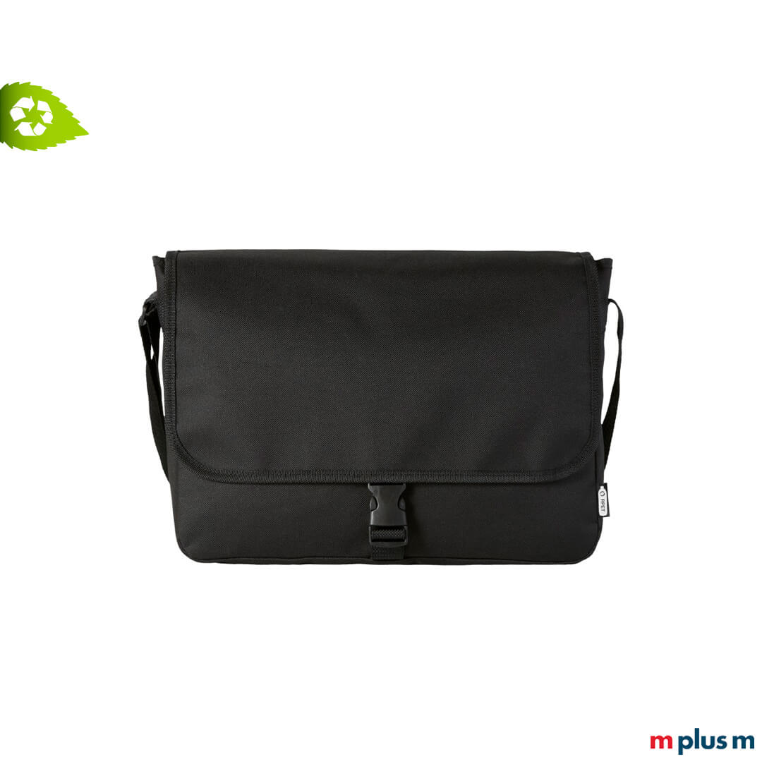 Schultertasche in schwarz als nachhaltiges Werbemittel