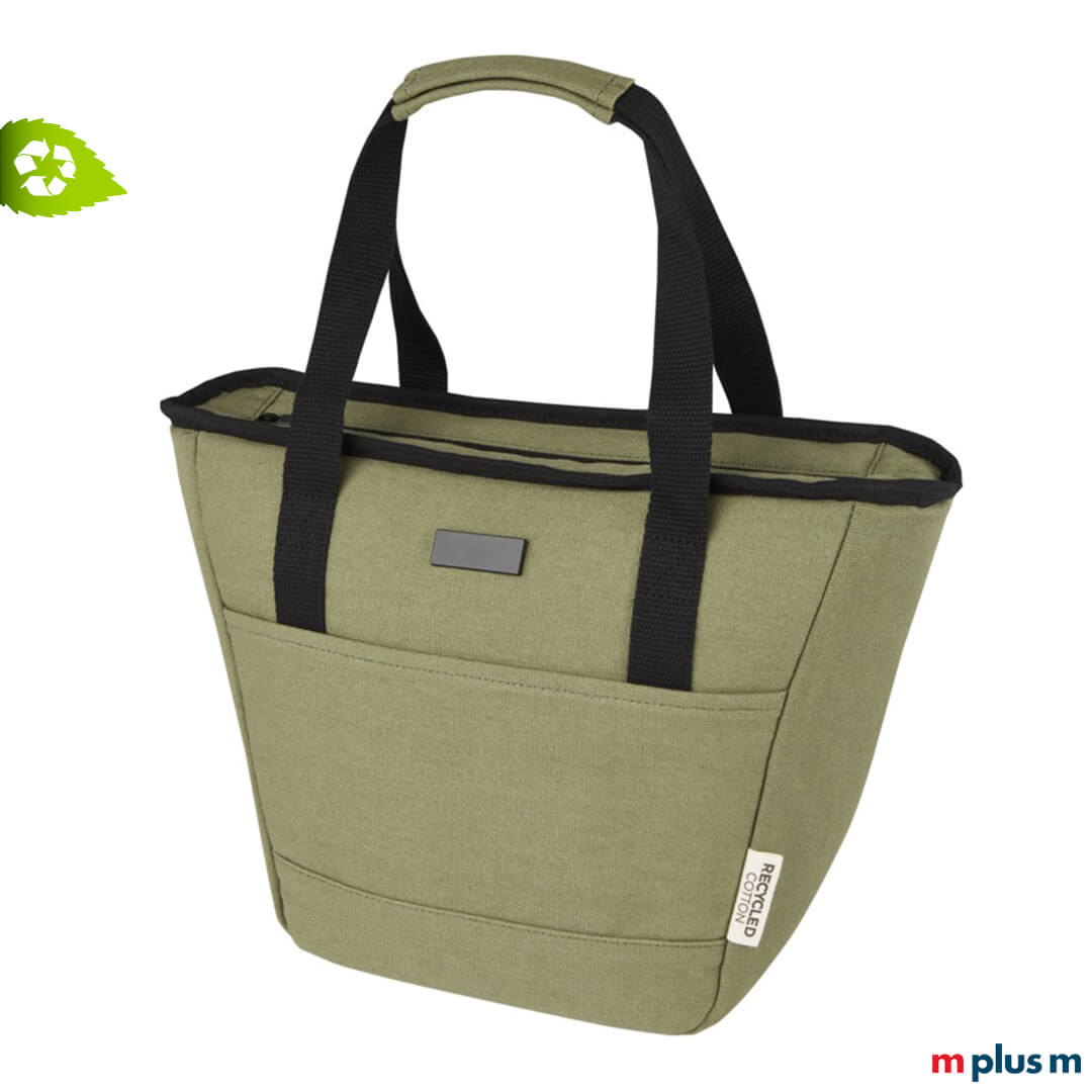 Schön und nachhaltig: Isolierte Kühltasche aus Recycling Canvas in olive grün