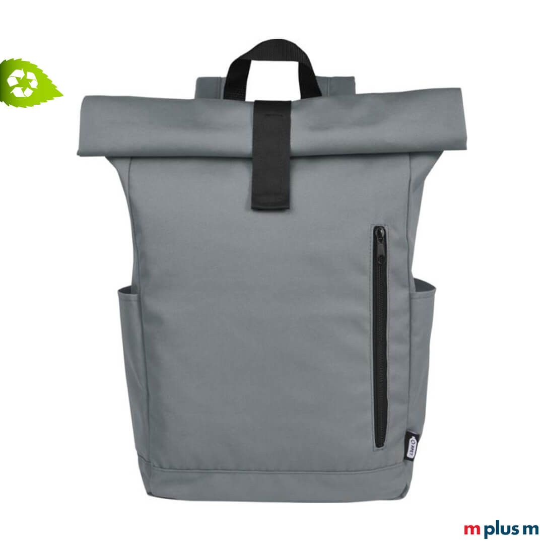 Jacob Rucksack aus ♻️ Recycling Polyester in Grau als Werbeartikel