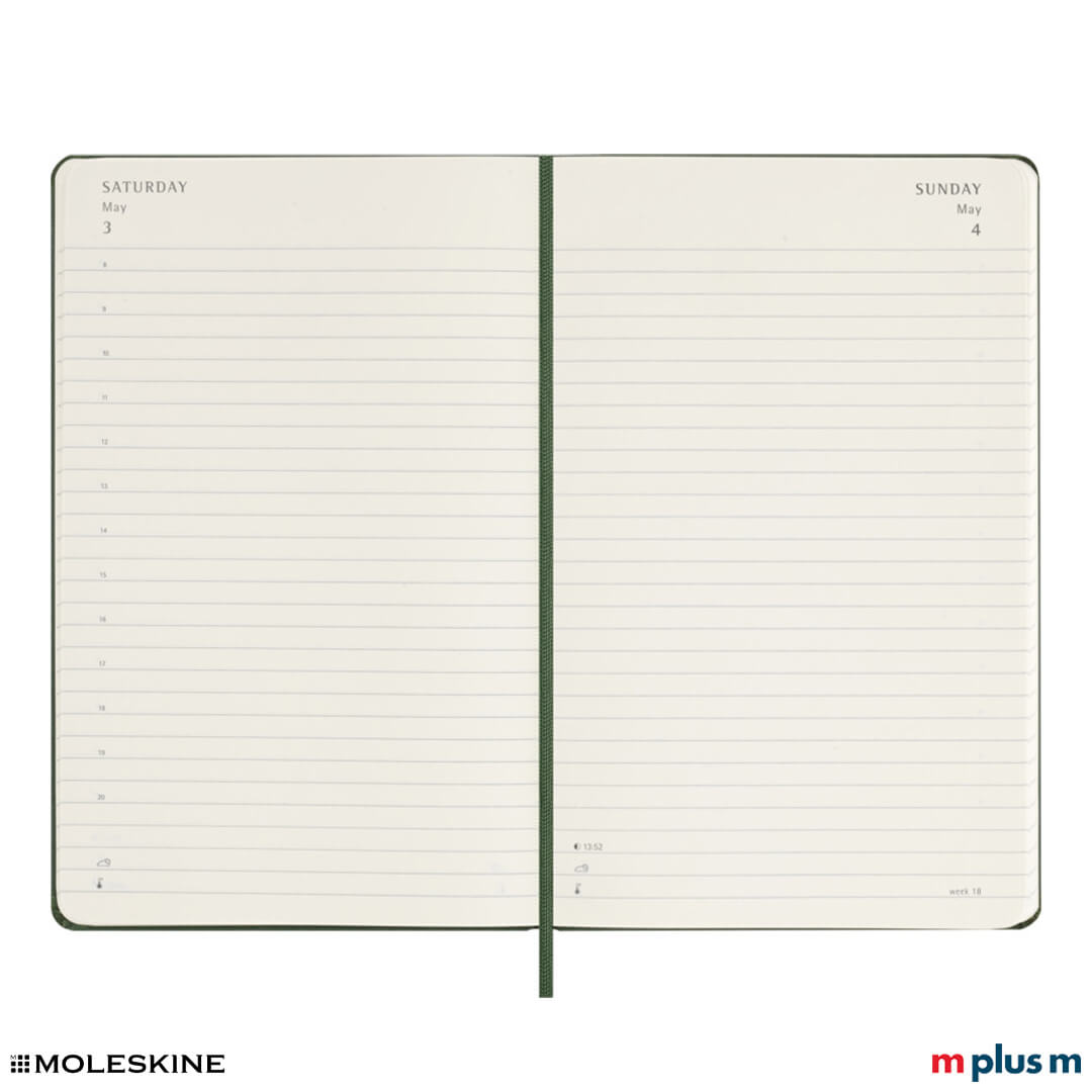Personalisierbarer Moleskine Tageskalender 2025 L, dunkelgrün, Logo-Druck ab 25 Stück