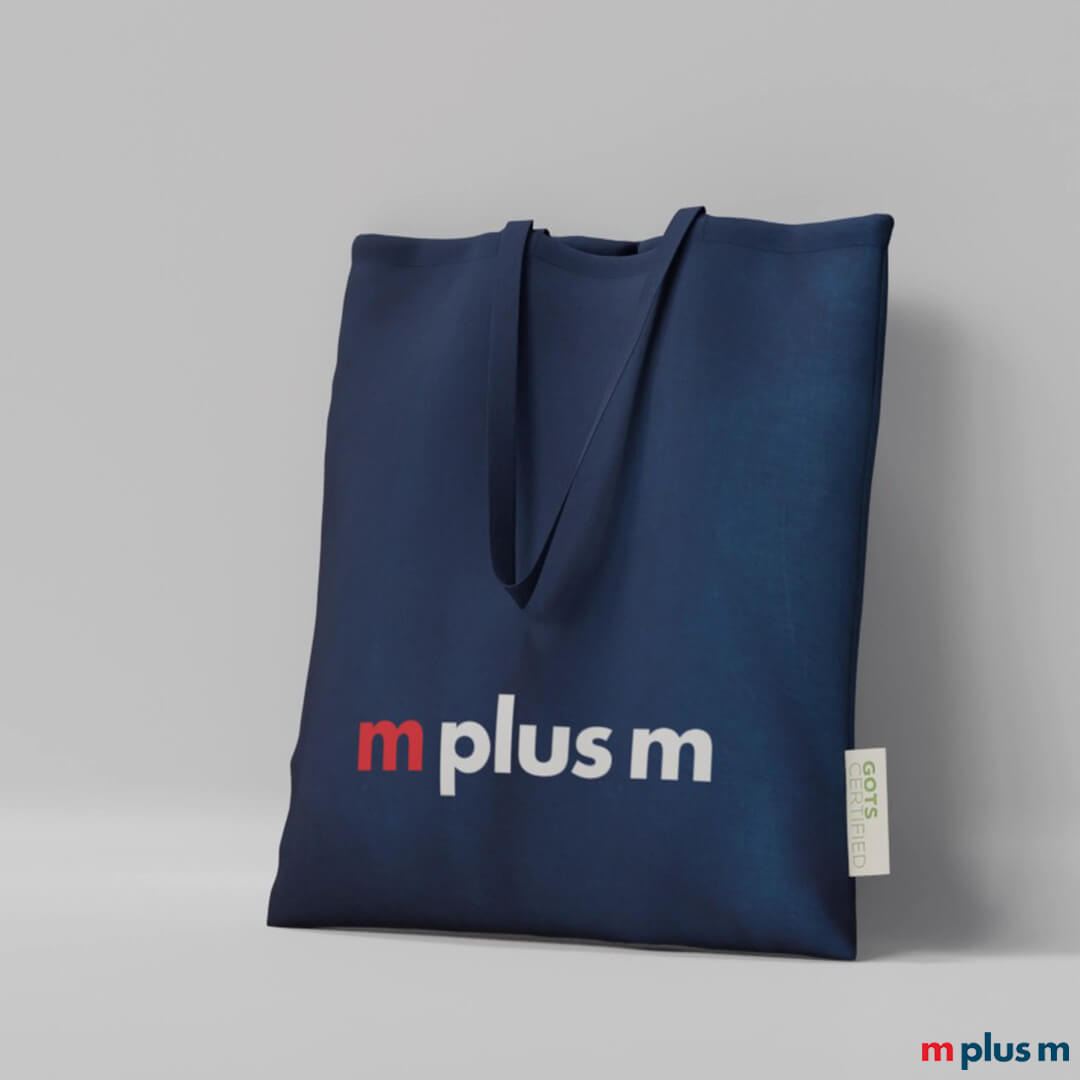 Umweltfreundliche blaue Baumwolltasche mit Firmen Logo Druck