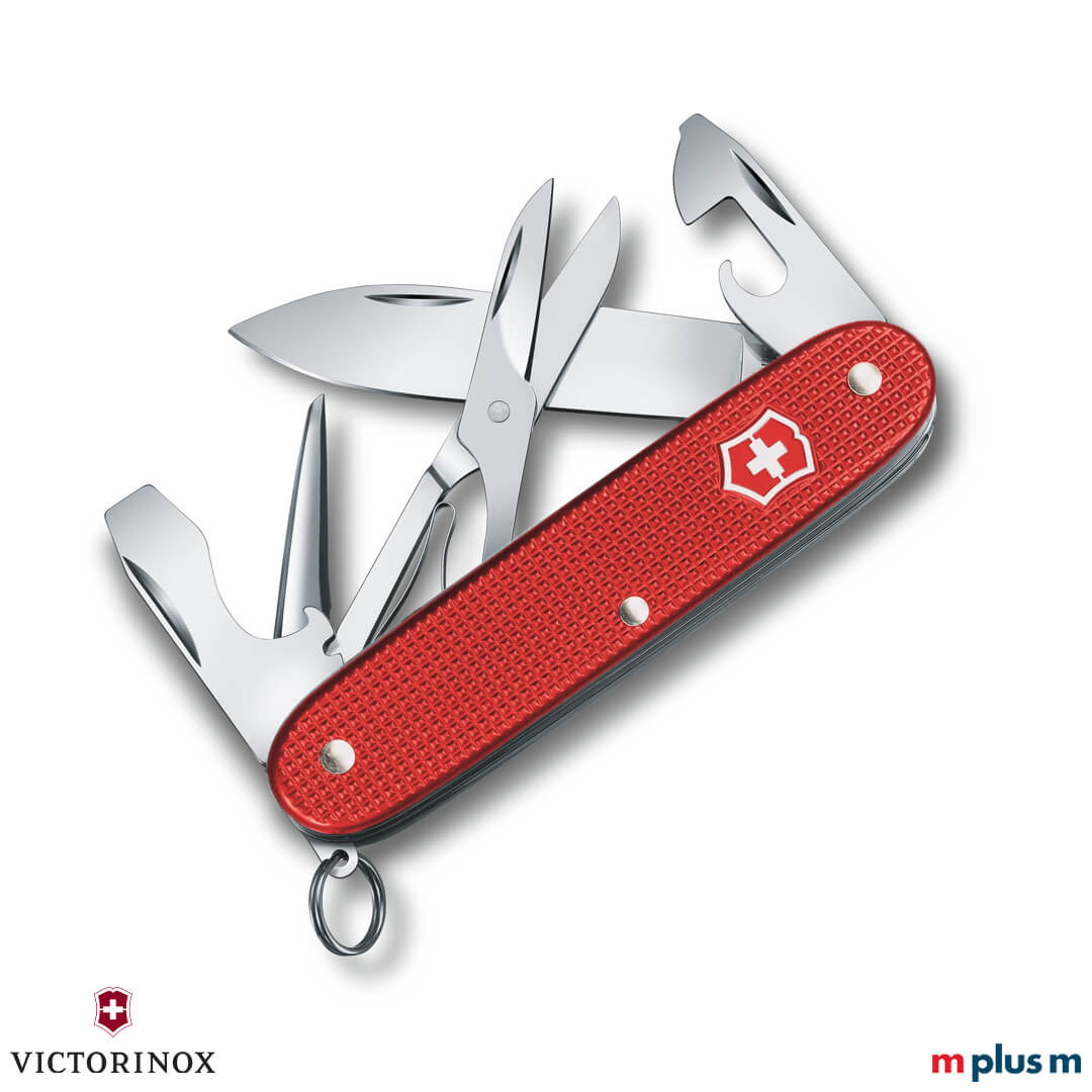 Schweizer Victorinox Pioneer Alox X Taschenmesser mit roter Schale als Werbeartikel mit Logo Gravur