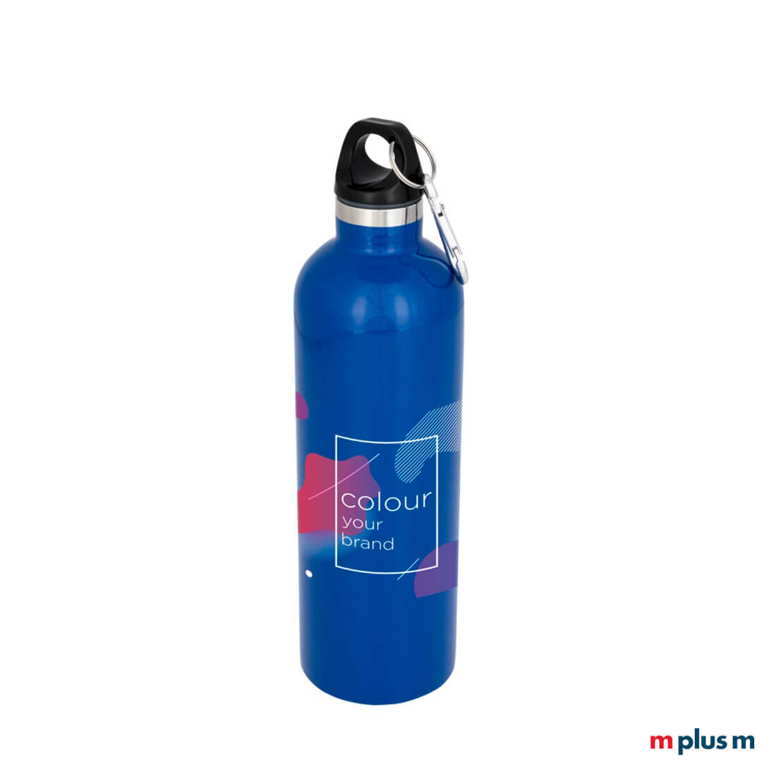Blaue Alpine Thermo Trinkflasche vollflächig bedrucken