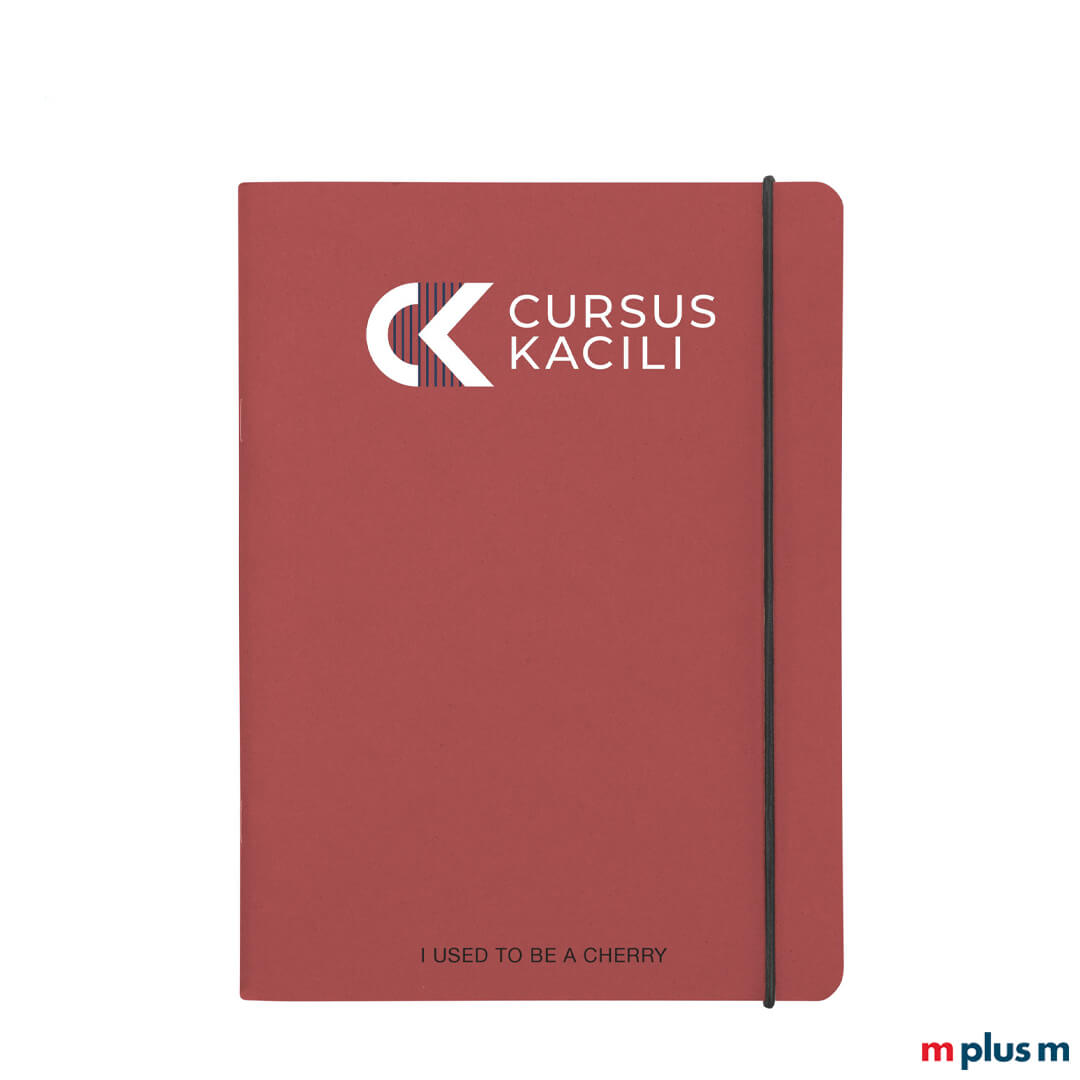 Cherry Notizblock mit Gummiband bedrucken mit Bild als Giveaway