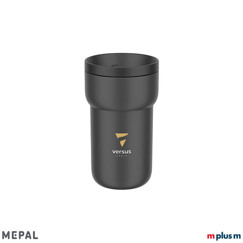 Schwarzer Coffee To Go Becher Ellipse von Mepal als Werbeartikel
