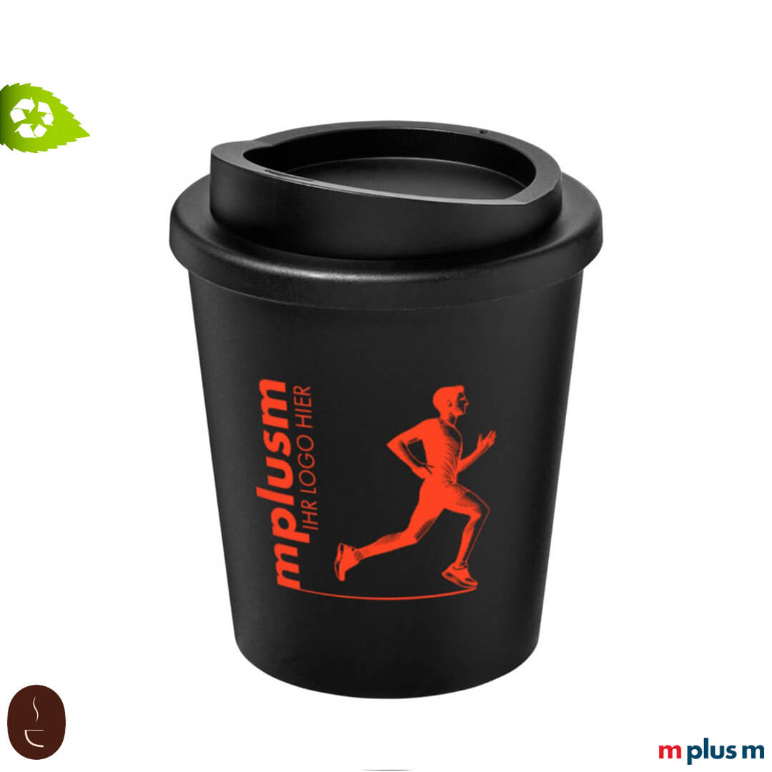 Nachhaltiger Green Early Bird Thermobecher aus 100% recyceltem Kunststoff mit 250 ml, doppelwandiger Isolierung und dichtschließendem Schraubdeckel