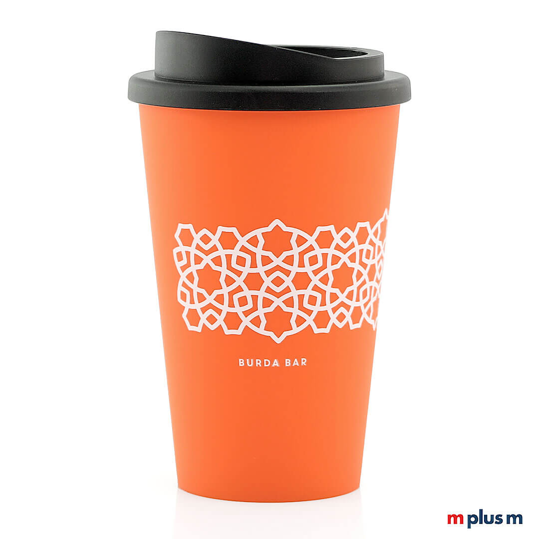 Oranger Classic Coffee Shop Thermobecher (350 ml) aus Europa, doppelwandig isoliert und spülmaschinenfest, langlebiger Becher mit Logo bedrucken
