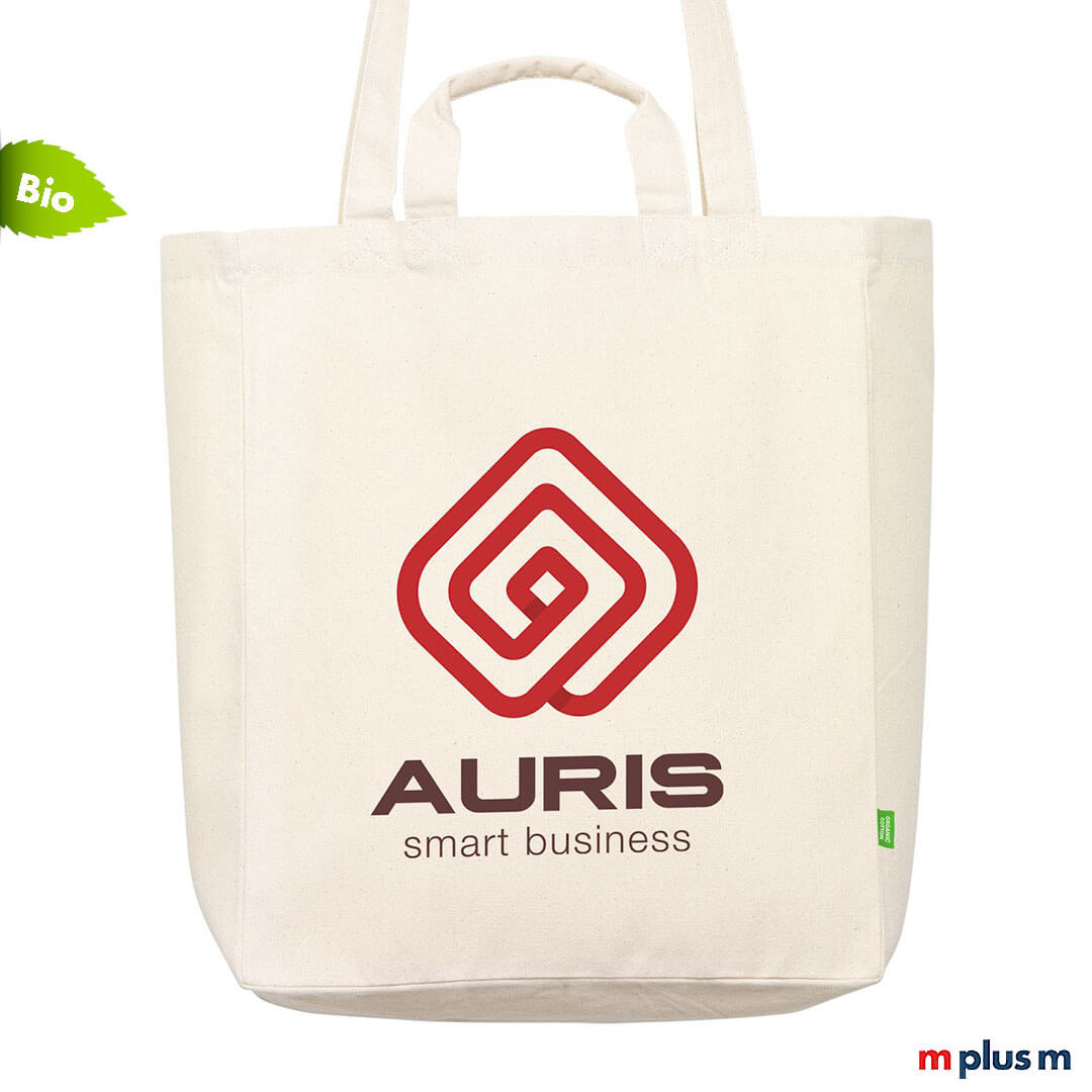 Oeko Baumwoll Segeltasche 'Sommar in Farbe natur. Nachhaltige Shoppertasche mit Logo bedrucken