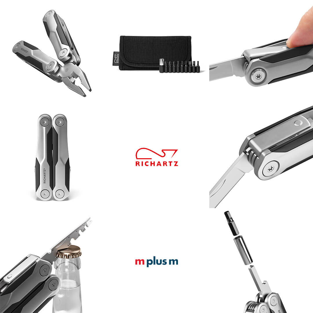 Das Neo Tool 26+ von Richartz mit vielen praktischen Funktionen und schön mit Logo Gravur