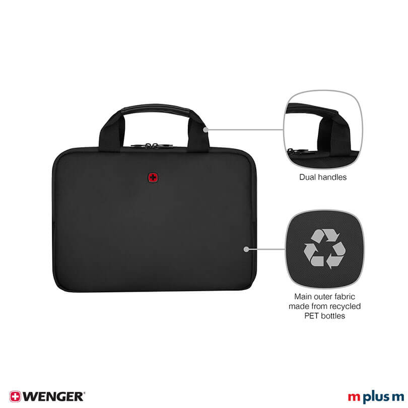 Wenger Guyde 14 Laptoptasche schwarz mit gepolstertem Fach und Innenfach, praktische Businesshülle hochwertig mit Logo Druck personalisieren
