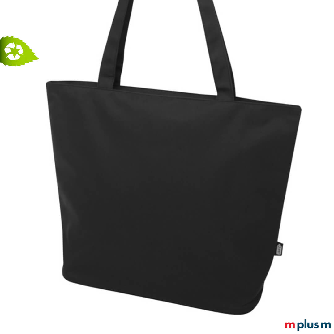 Schwarze Tragetasche als nachhaltiges Giveaway mit Logo bedrucken