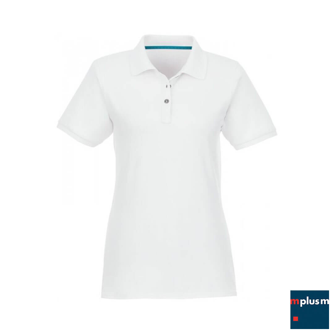 Zertifizierte Bio Baumwolle Poloshirt in Weiß mit Logodruck