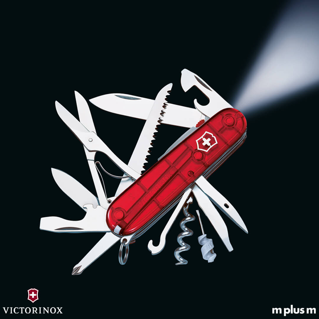 Hochwertiger Werbeartikel für Kunden und Mitarbeiter: Victorinox Huntsman in der LITE Version mit LED Leuchte