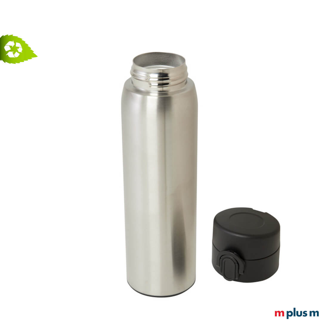 Der silberne Isolierbecher mit kupferbeschichteter Innenwand hält stundenlang heiß oder kalt. Mit Logo Gravur ab 50 Stück lieferbar.