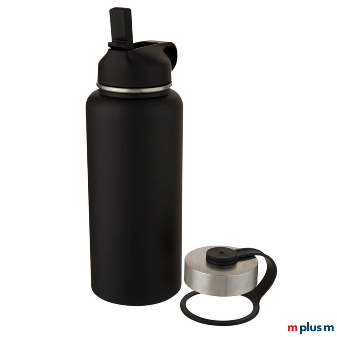 'Lund' Edelstahl Thermo Sportflasche Lund in Farbe schwarz