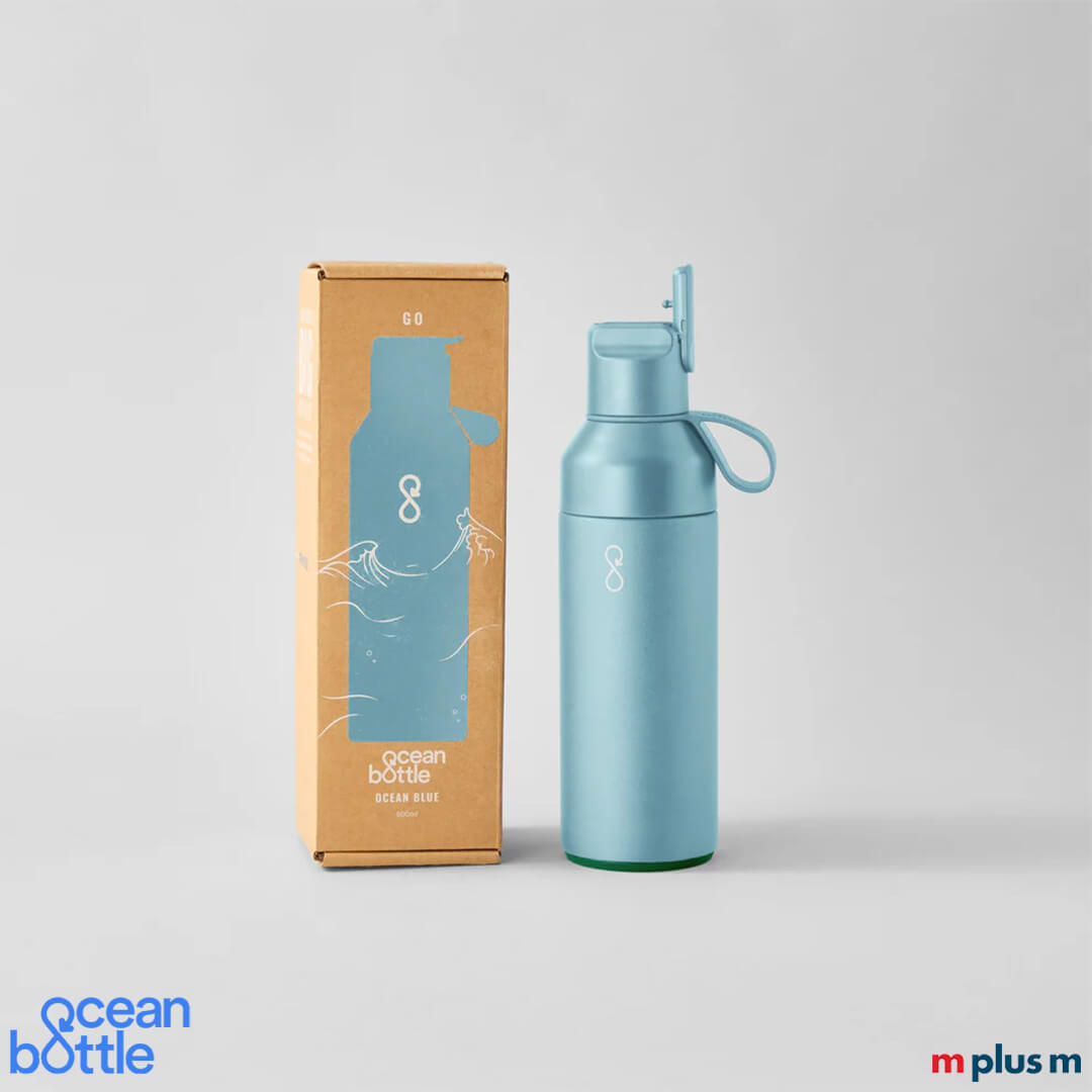 Nachhaltige Sportflasche in hellblau mit Ihrem Logo bedrucken