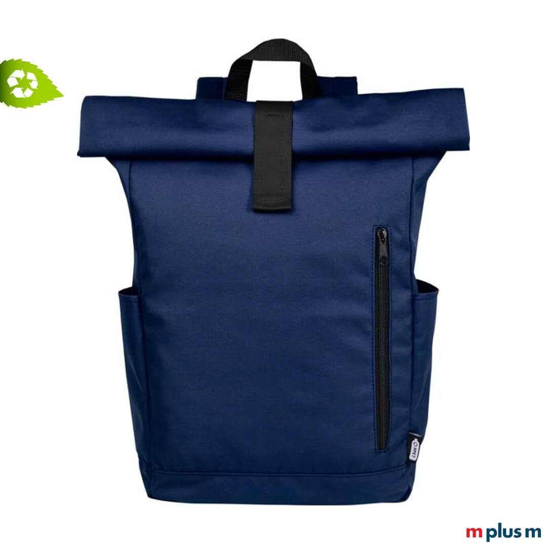 Jacob Rucksack aus ♻️ Recycling Polyester in Dunkelblau als Werbeartikel
