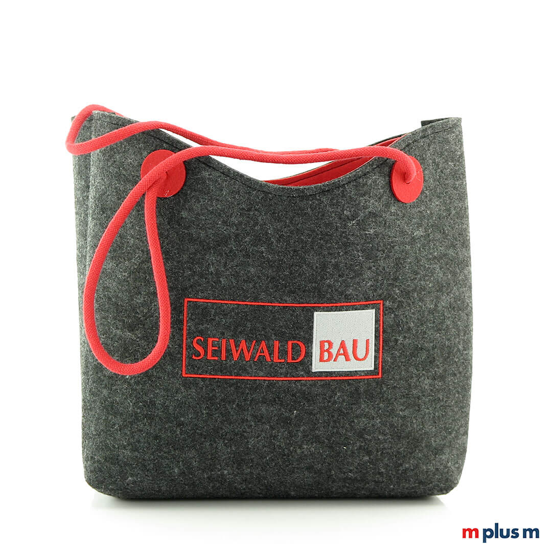 Recycling Filz Shopper Tasche aus Europa mit Logo Stick