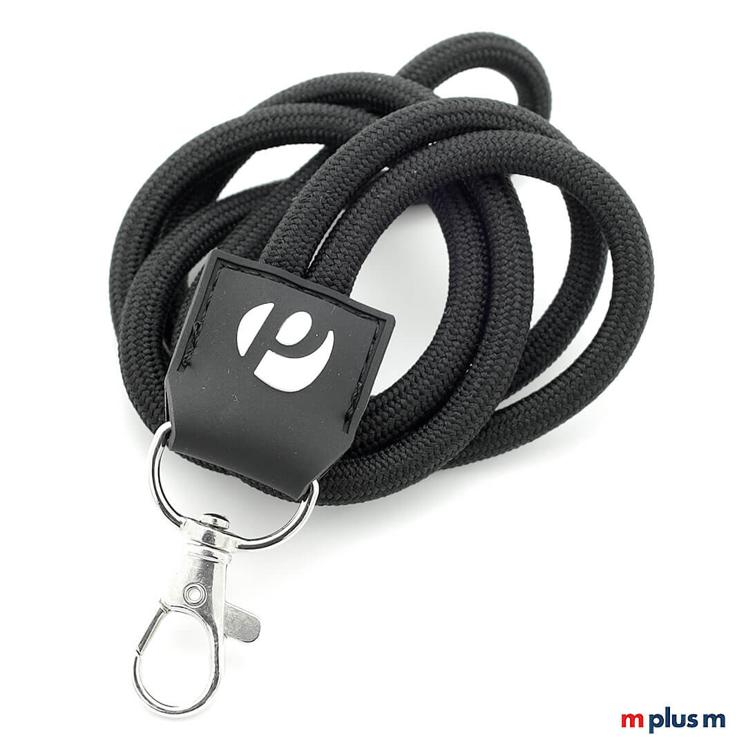 Schwarzes Bändel Schlüsselband als Giveaway mit Logo Druck