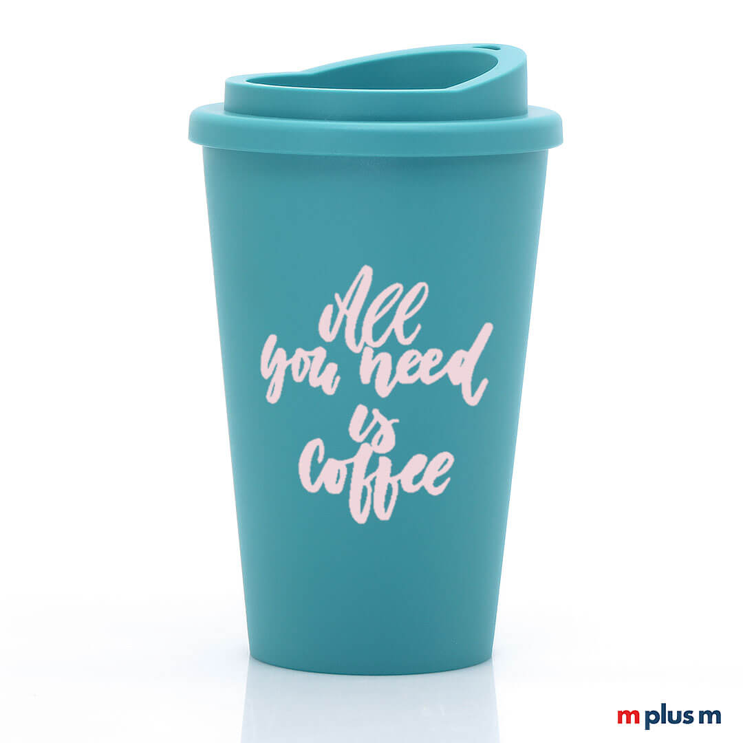 Petrol Nature Coffee Shop Kaffeebecher mit 25 % Bio-Kunststoffanteil, individuell mit Logo bedruckbar, langlebig und recycelbar