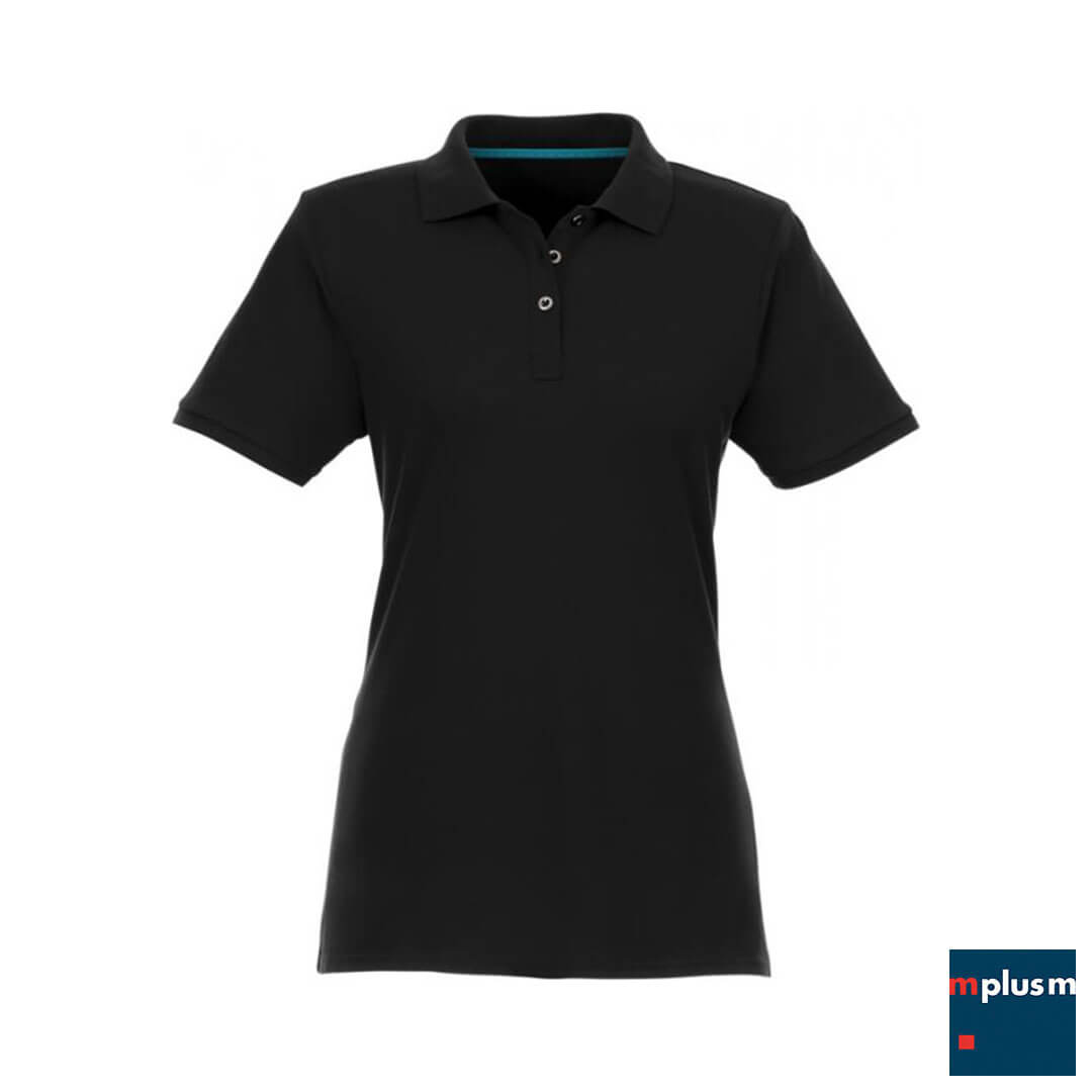 Schwarzes Damen Poloshirt mit Kragen mit Logodruck