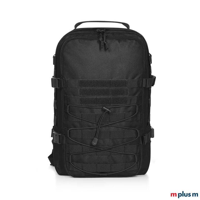 Cooler Laptoprucksack Molle in Schwarz mit Logo Druck