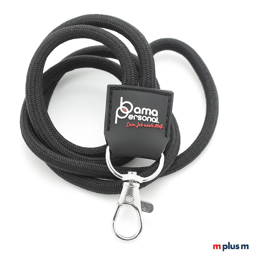 Schwarzes Nautic Rubber Kordel Lanyard mit Logo 3D Druck