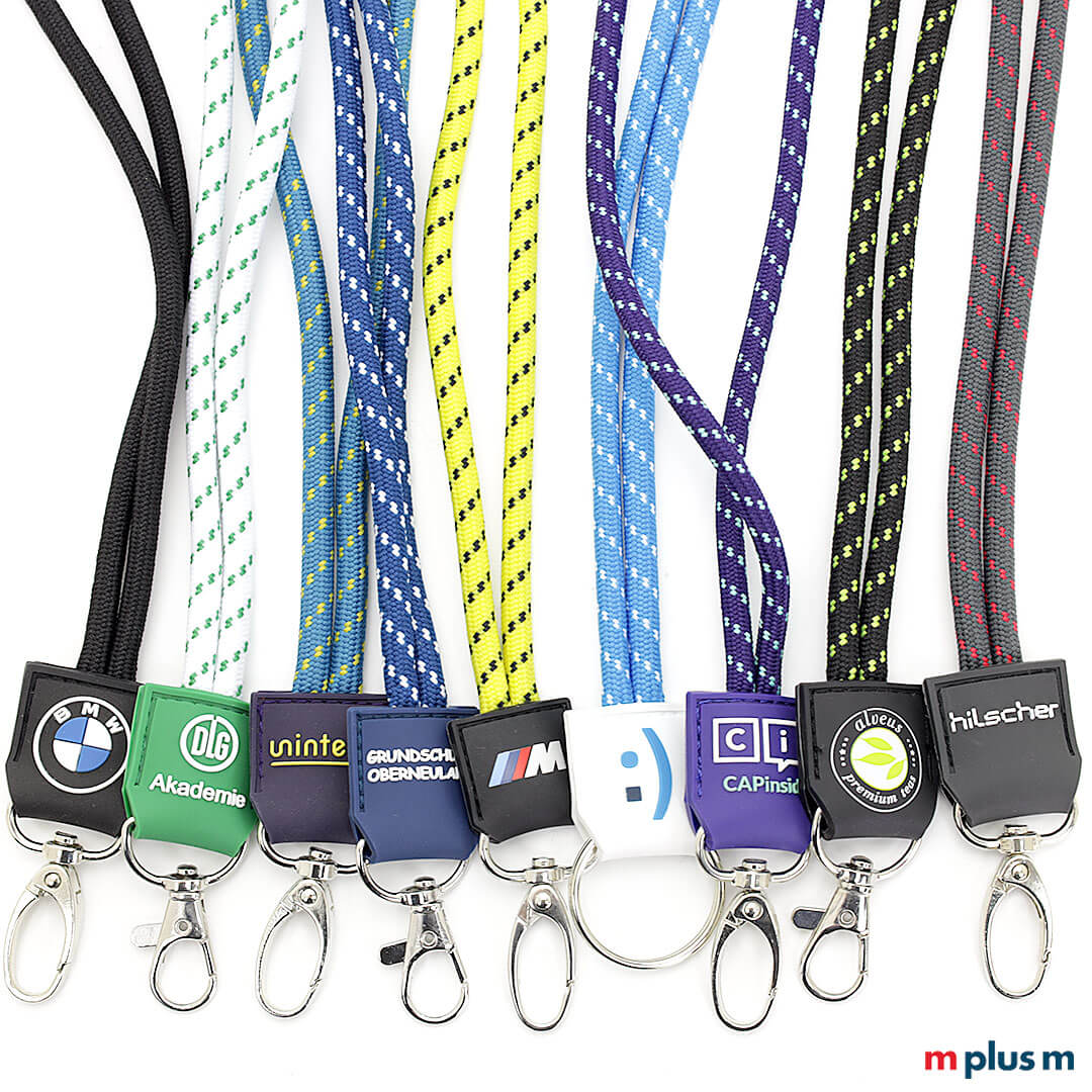Beispiele für das Kordel Schlüsselband Nautic Rubber als Wewrbeartikel Sonderanfertigungen