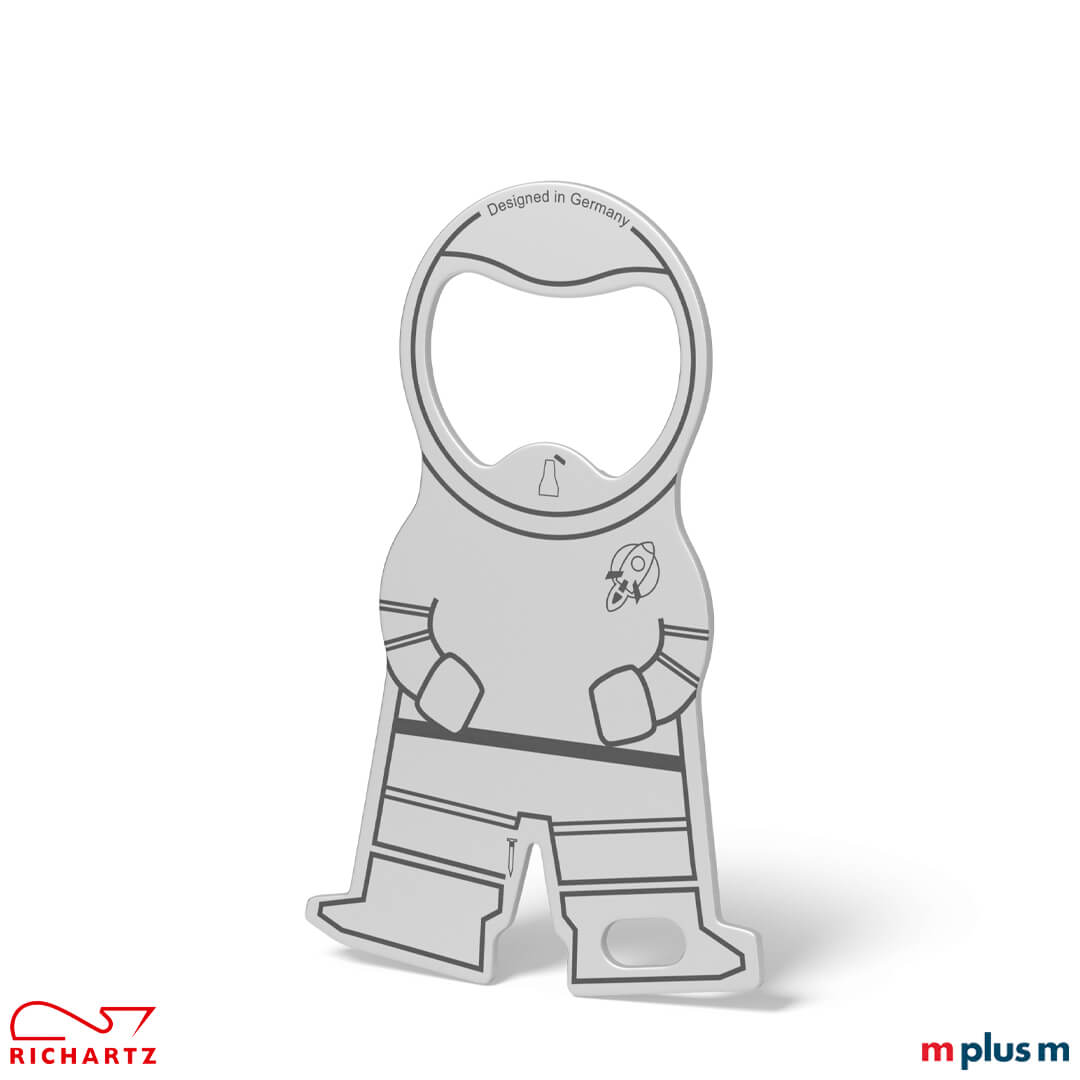 Der Einkaufswagenlöser karl space aus Metall ist als Werbeartikel sehr schön zu personalisieren.