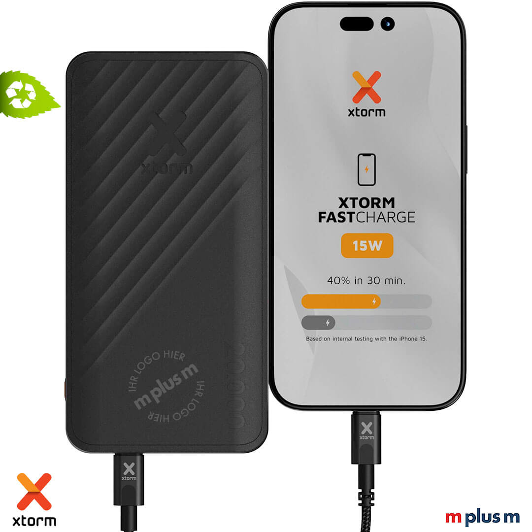 Leistungsstarke Powerbank xtormXG220 mit Logo Gravur als Werbeartikel