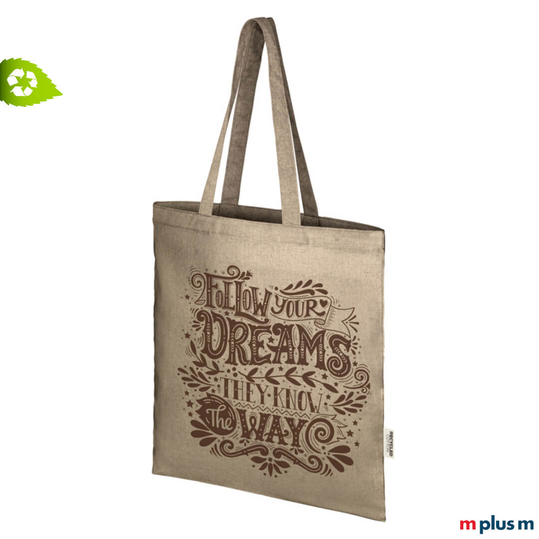 Recycling Stoffbeutel Shopper Lovis in Farbe Natur mit Ihrem Logo bedrucken