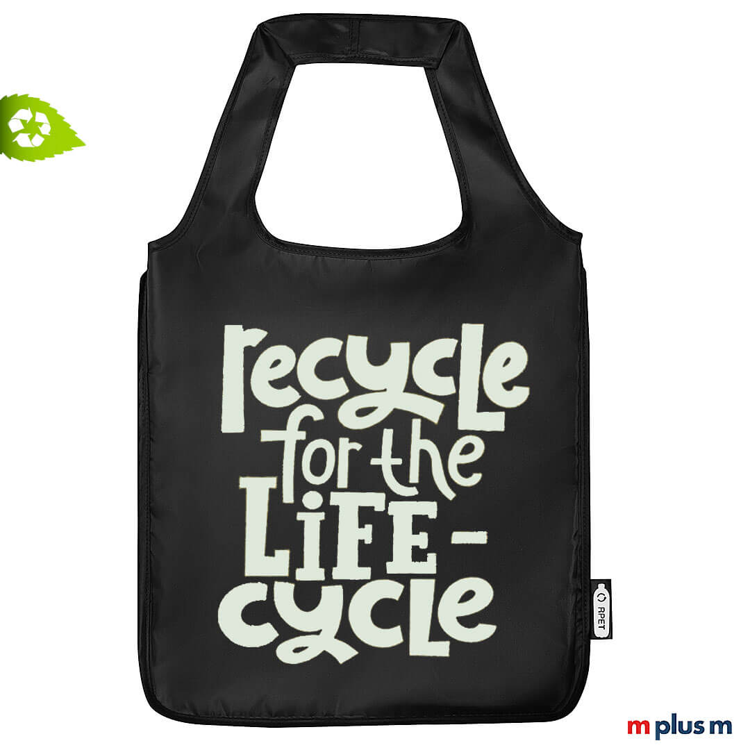 Schwarze Einkaufstasche mit Logo bedruckt