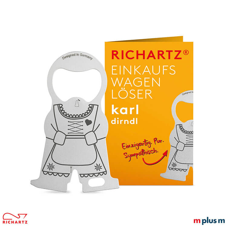 Einkaufswagenlöser und Schlüsselanhänger als Werbeartikel: karl dirndl mit Einzelverpackung