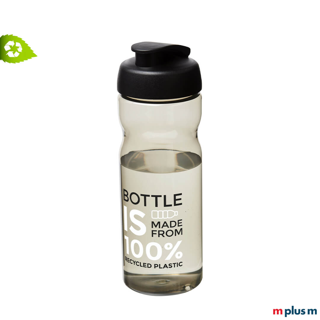 Nachhaltige Trinkflasche Aqua Ocean mit Klappdeckel in Schwarz