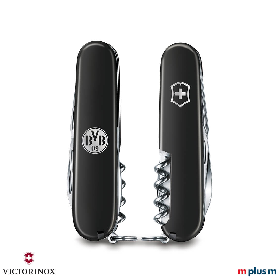 Schwarzes Spartan Taschenmesser mit Metall Einlage als Merch Artikel