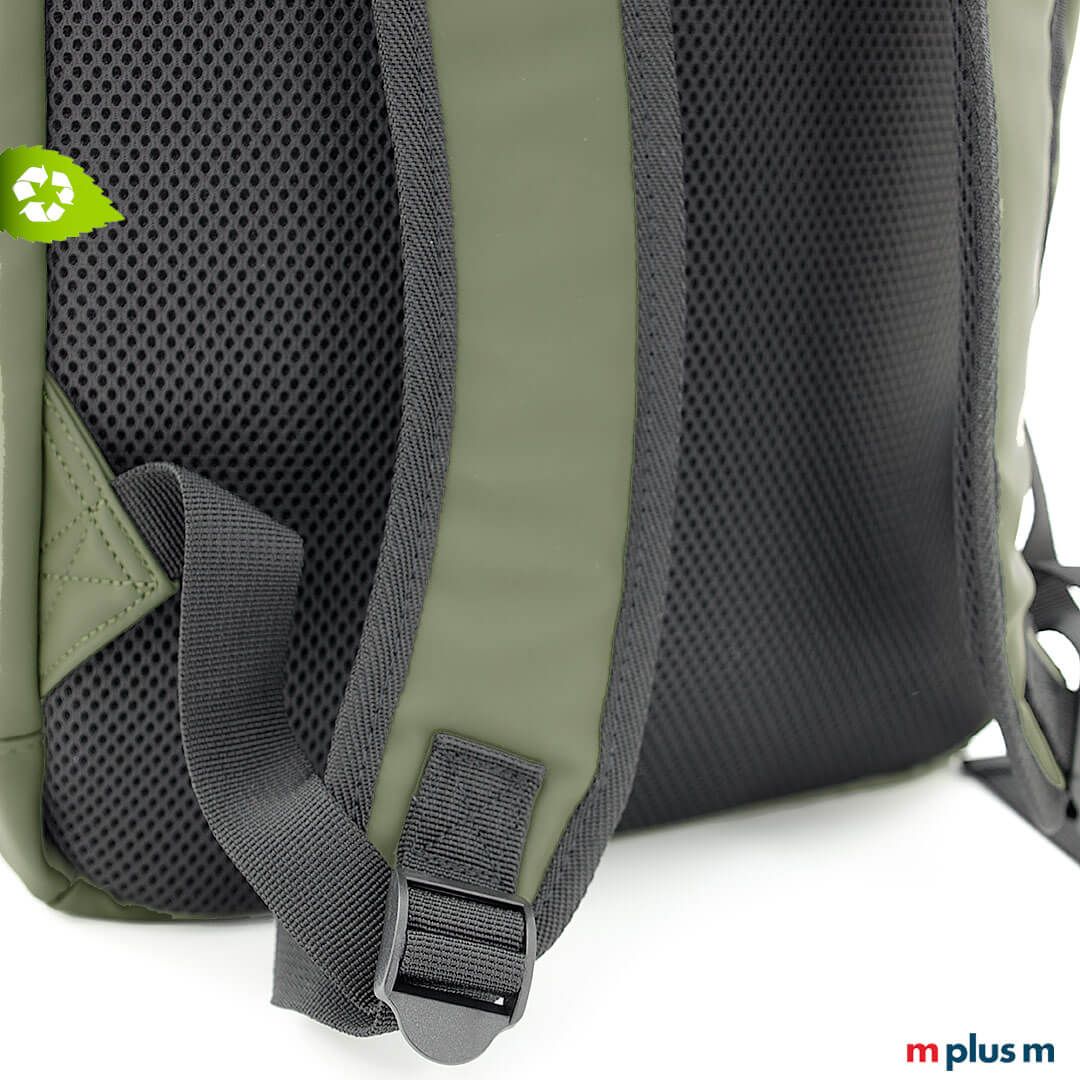 Atmungsaktives Rückteil am wasserfesten AquaPack Laptop Rucksack AquaPack als Werbeartikel