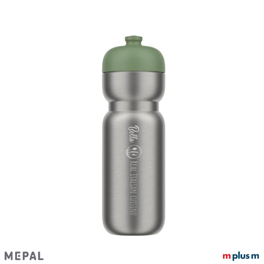Mepal Pull 800 Trinkflasche mit grüner Kappe und Logo Druck