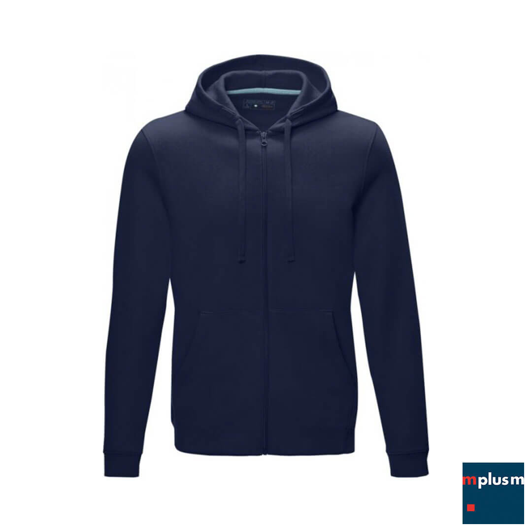 Nachhaltige Sweatjacke in navy. Als Werbeartikel
