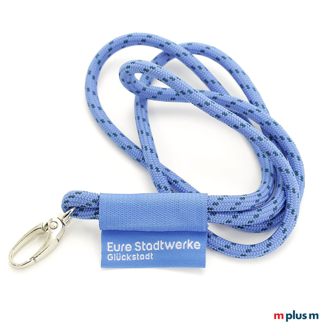 Hellblaues Kordel Schlüsselband als Werbeartikel